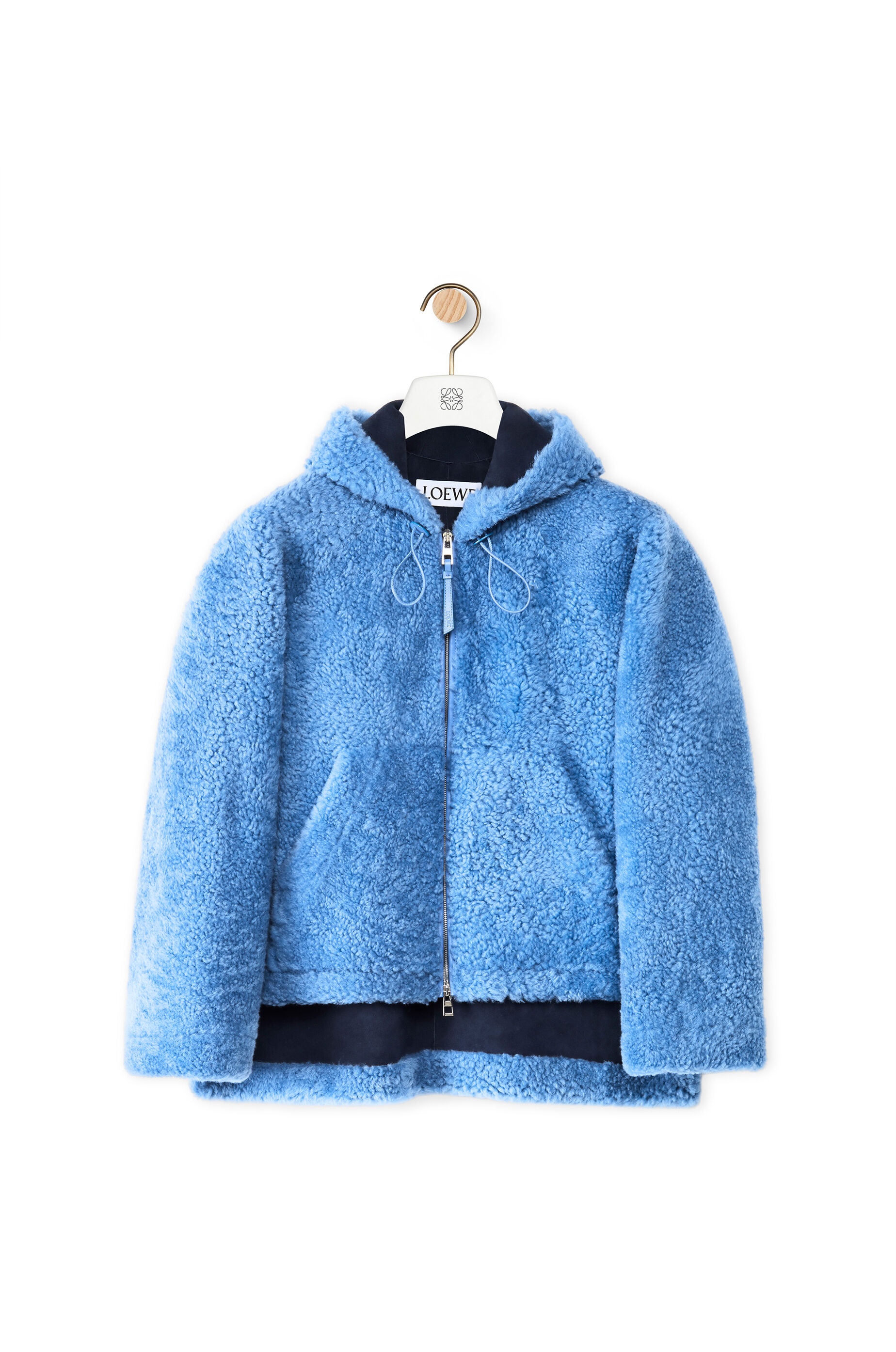 Hooded zip jacket in shearling - 1