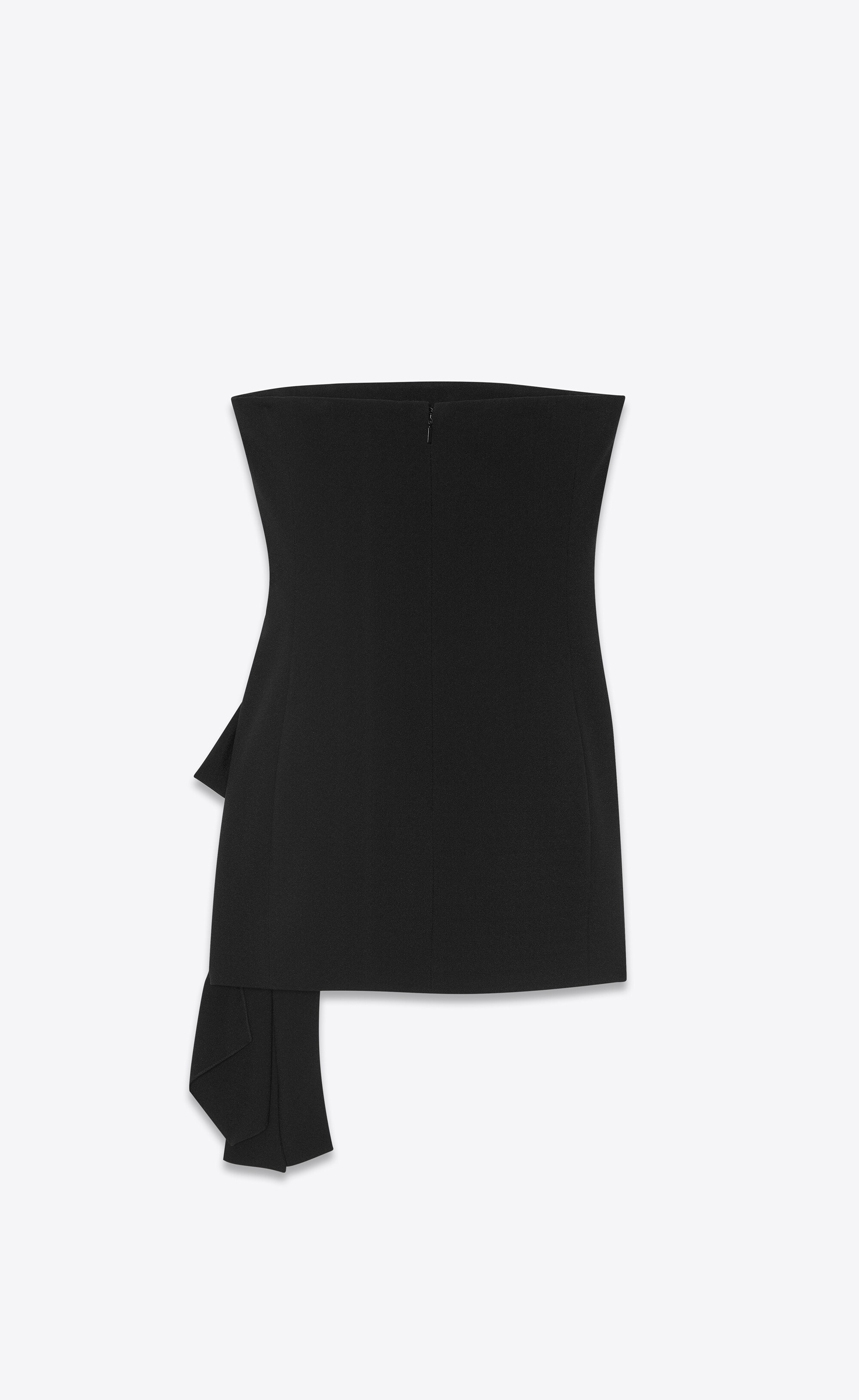 strapless hip-knot mini dress in sablé saint laurent - 2