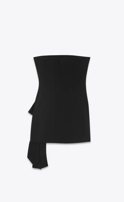 SAINT LAURENT strapless hip-knot mini dress in sablé saint laurent outlook