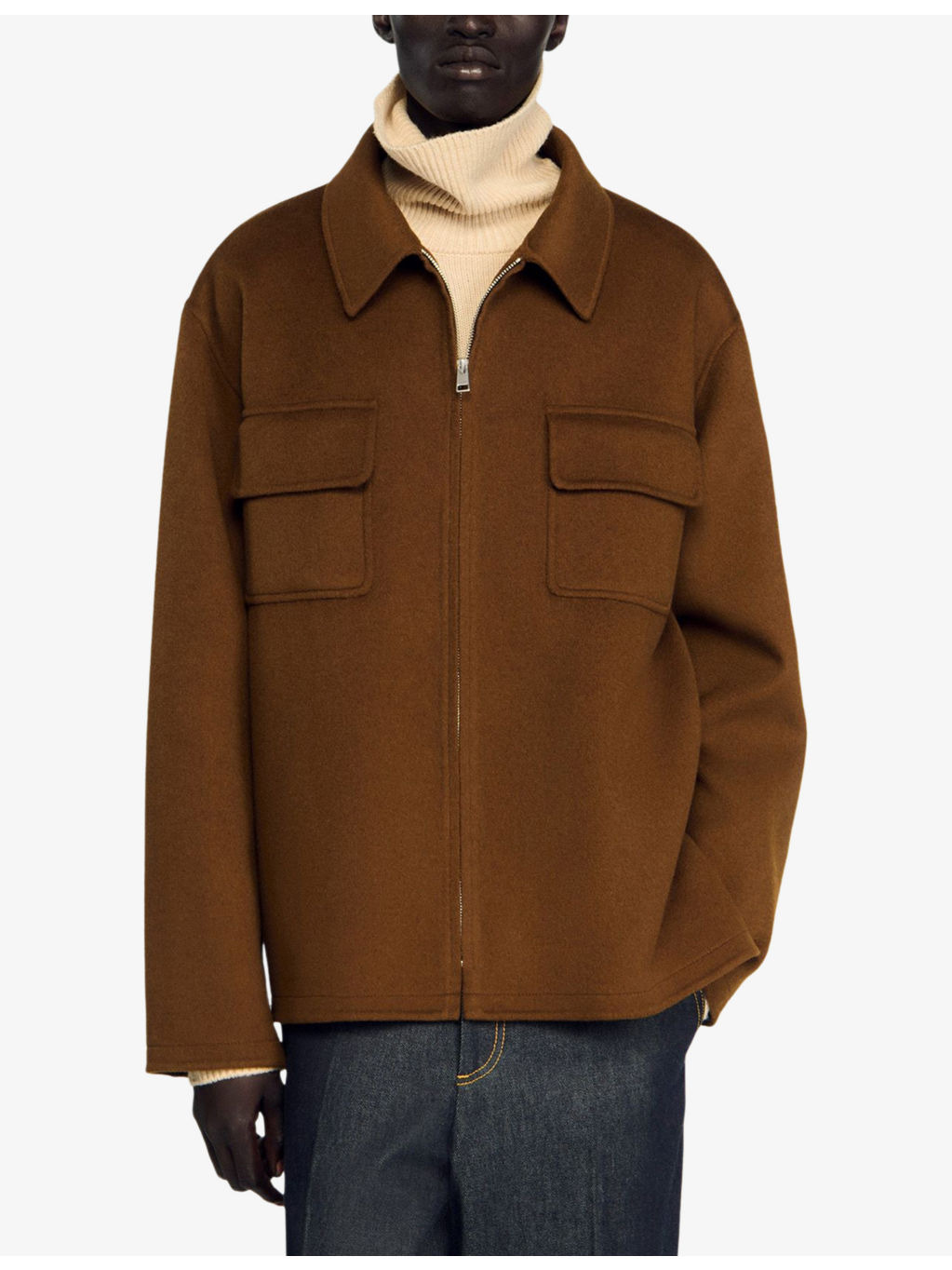 Chest-pocket zip-fastened wool-blend jacket - 3