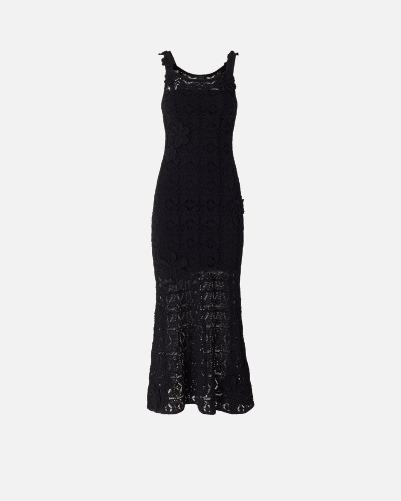 CROCHET-EFFECT MIDI DRESS WITH APPLIQUÉ FLOWERS 1
