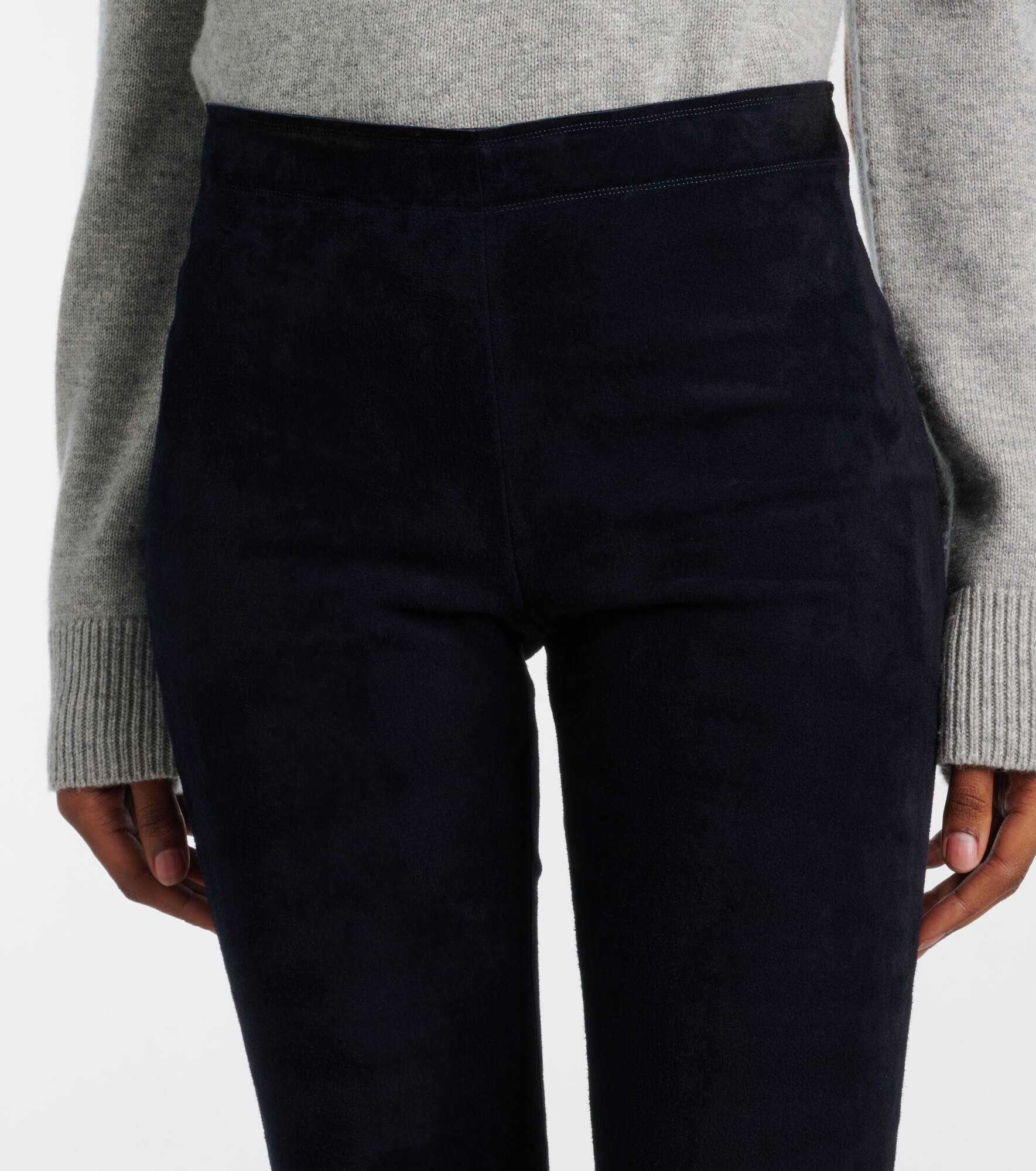 Carolyn mid-rise suede leggings - 4