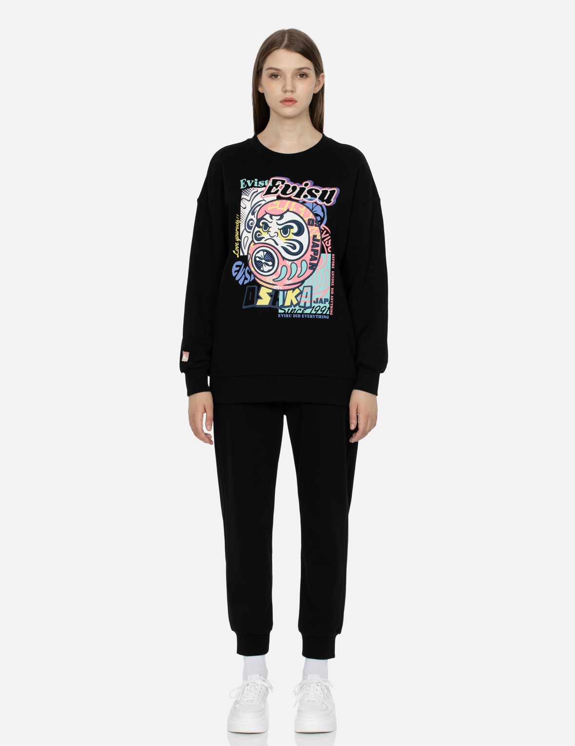 DARUMA AND LOGO PRINT AND EMBROIDERY OVERSIZED SWEATSHIRT - 5