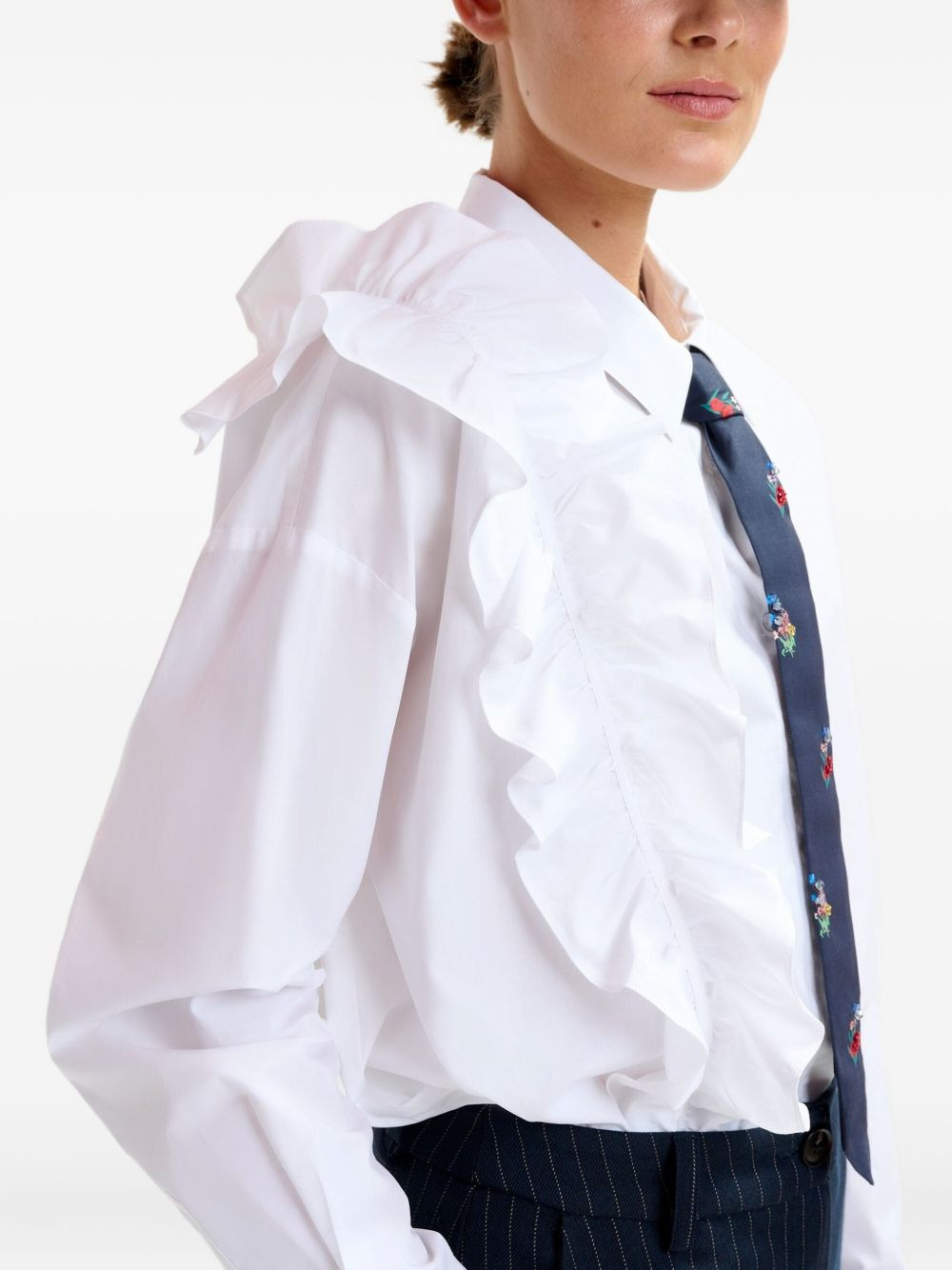ruffle-detail cotton shirt - 3