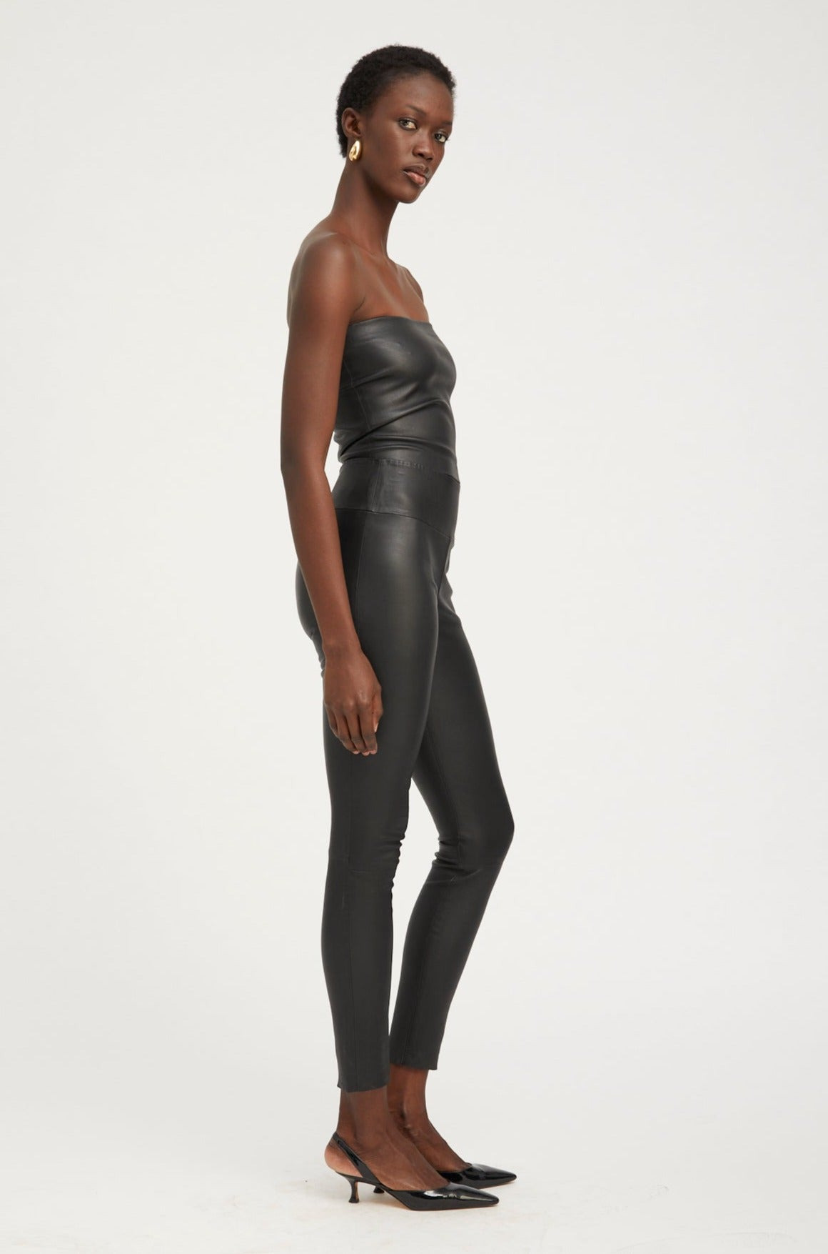 BLACK LEATHER TUBE TOP - 3