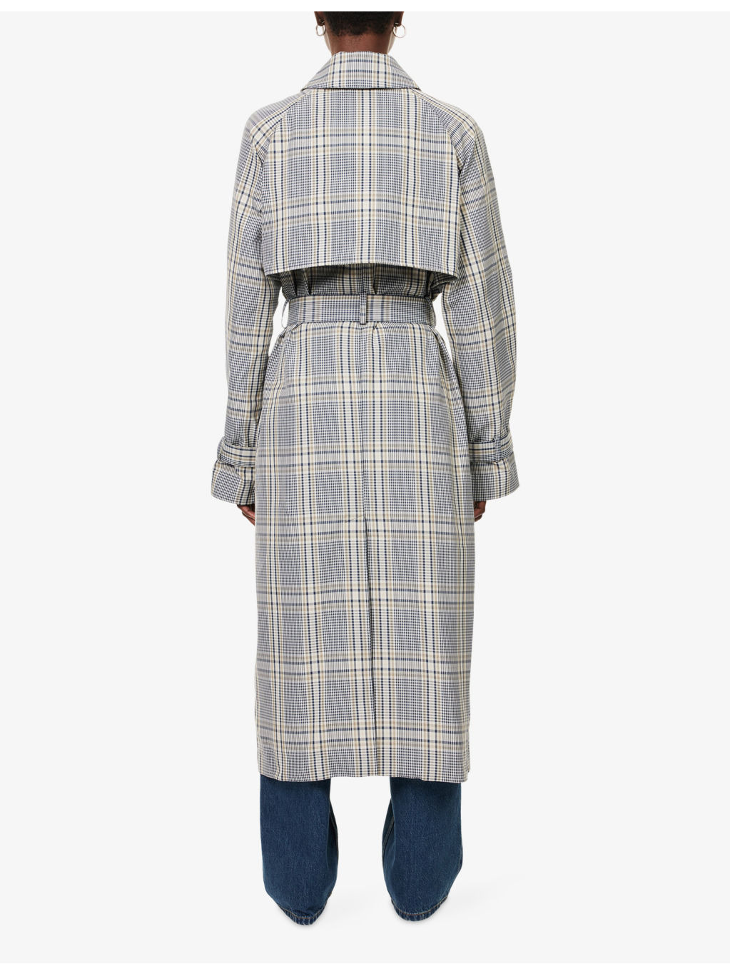Delta Plaid Check-Print Woven Trench Coat - 4