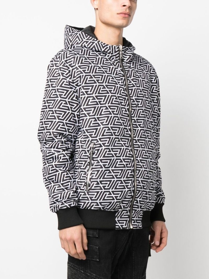 reversible monogram-print hooded jacket - 3