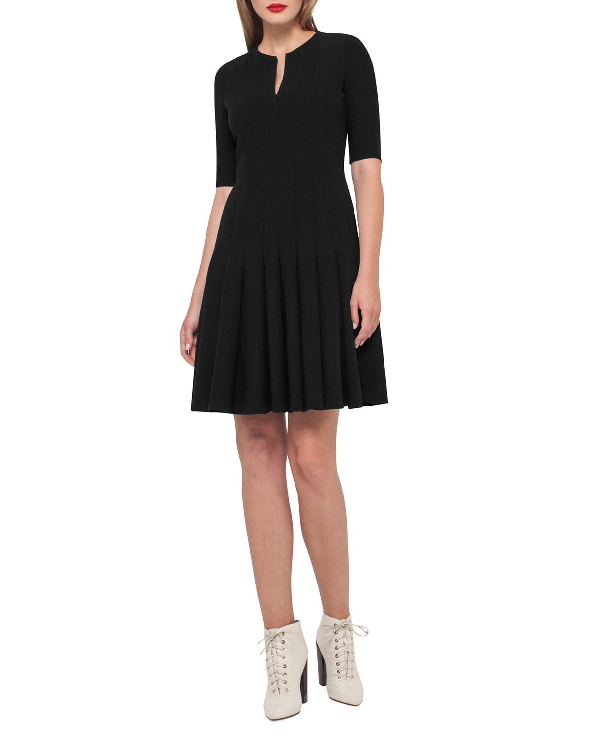 Elbow-Sleeve Zip-Front Dress - 5