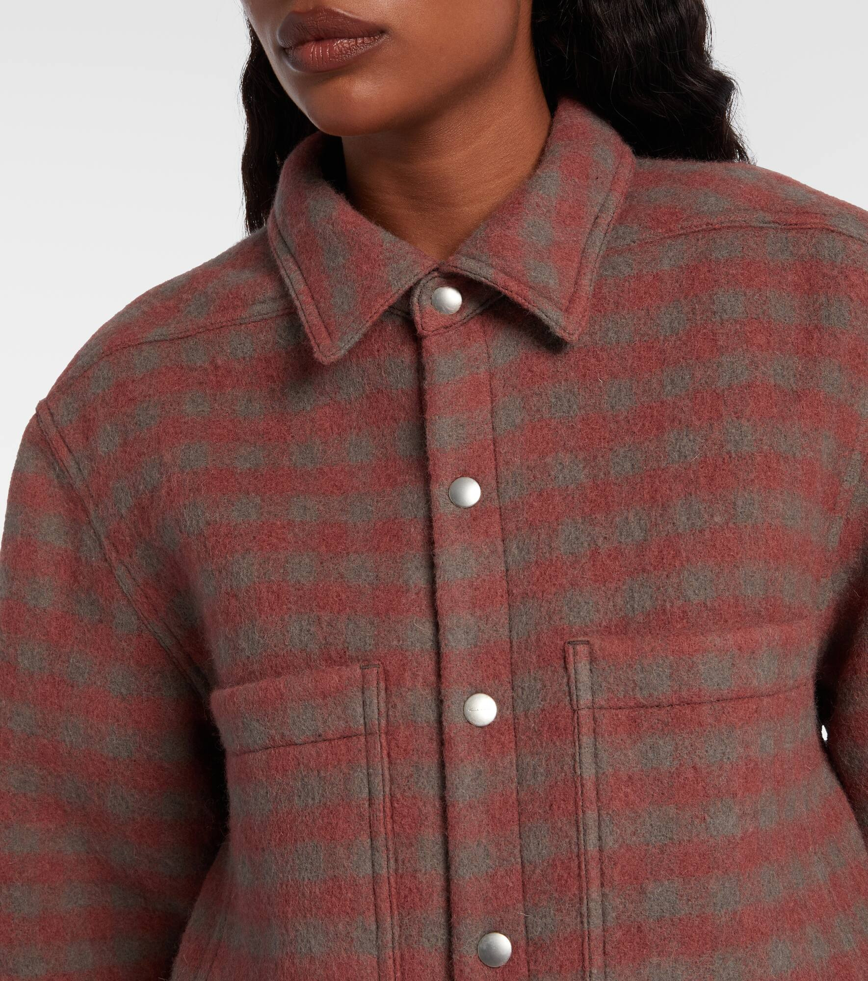 Checked virgin wool overshirt - 4