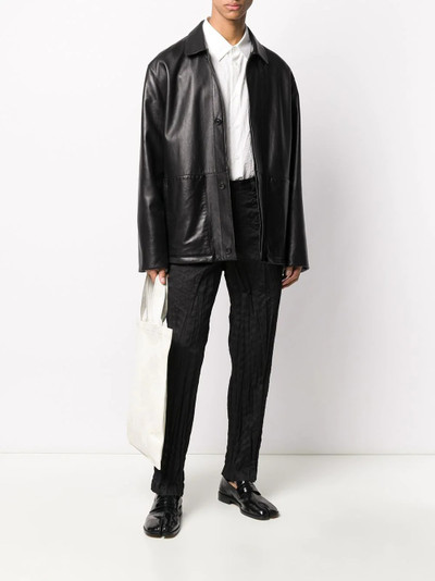 ISSEY MIYAKE crinkled tapered trousers outlook