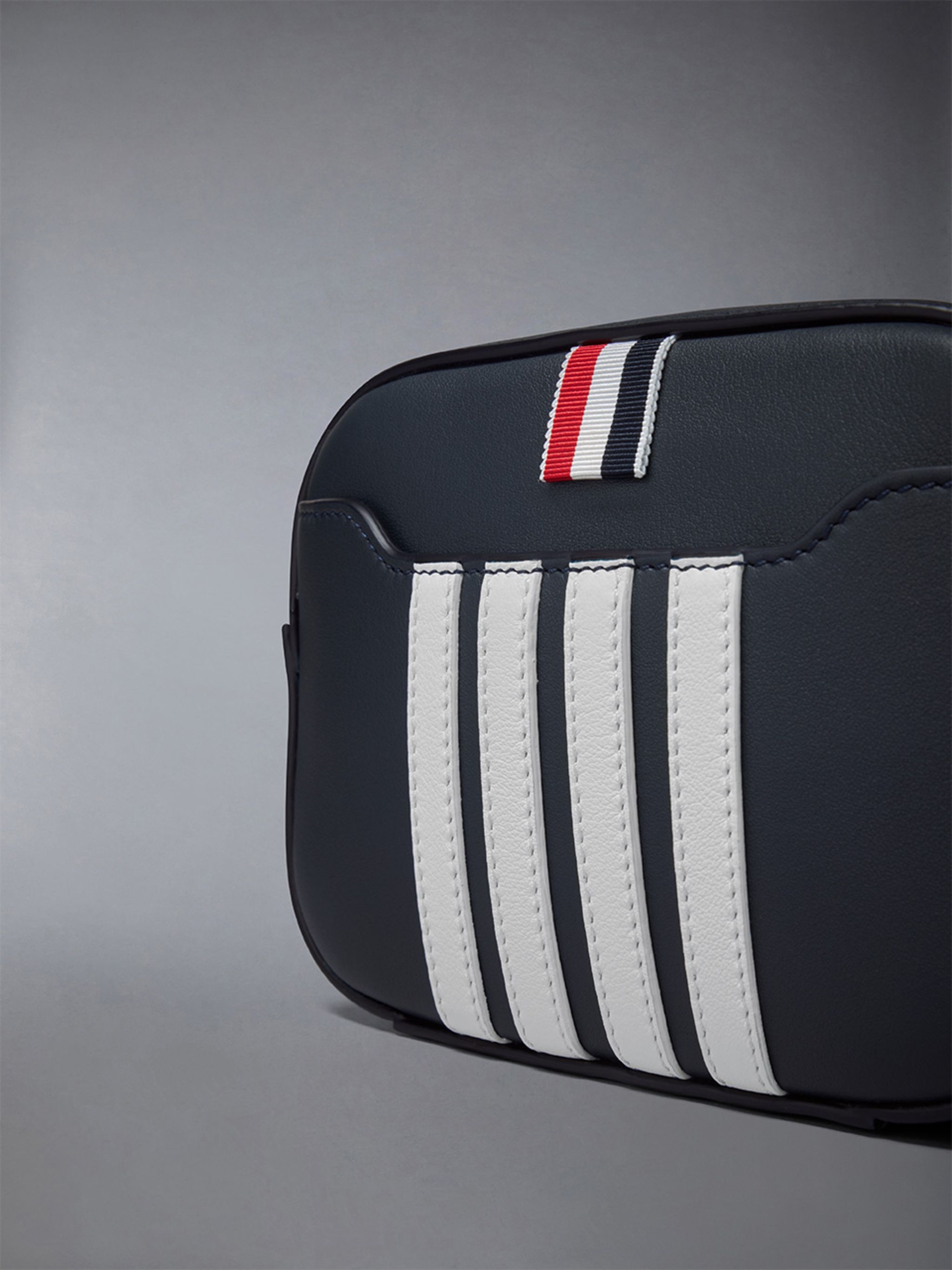 Horizontal Camera Bag W/ 4 Bar Stripes in Smooth Calf - 5