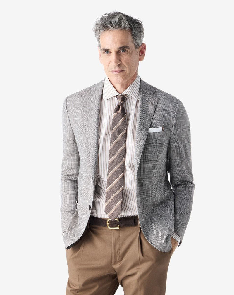 CORNELIANI Brown glen plaid extra fine wool jacket outlook