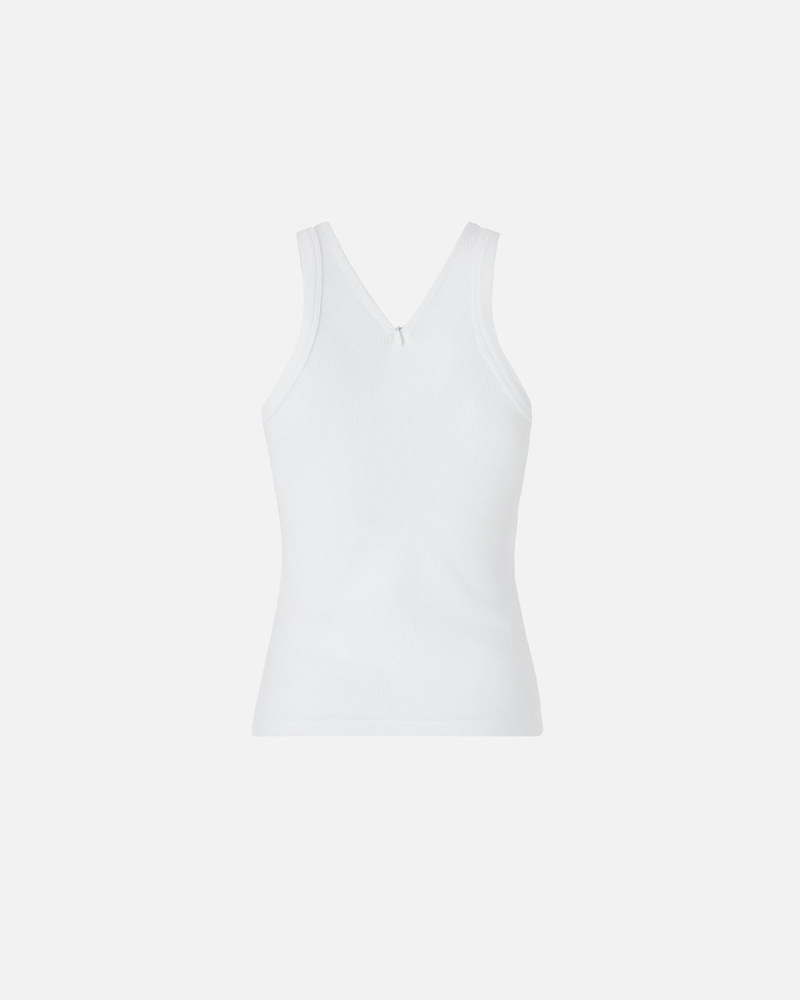 RIB-KNIT TANK TOP WITH V-NECK AND PINKO LOGO 5