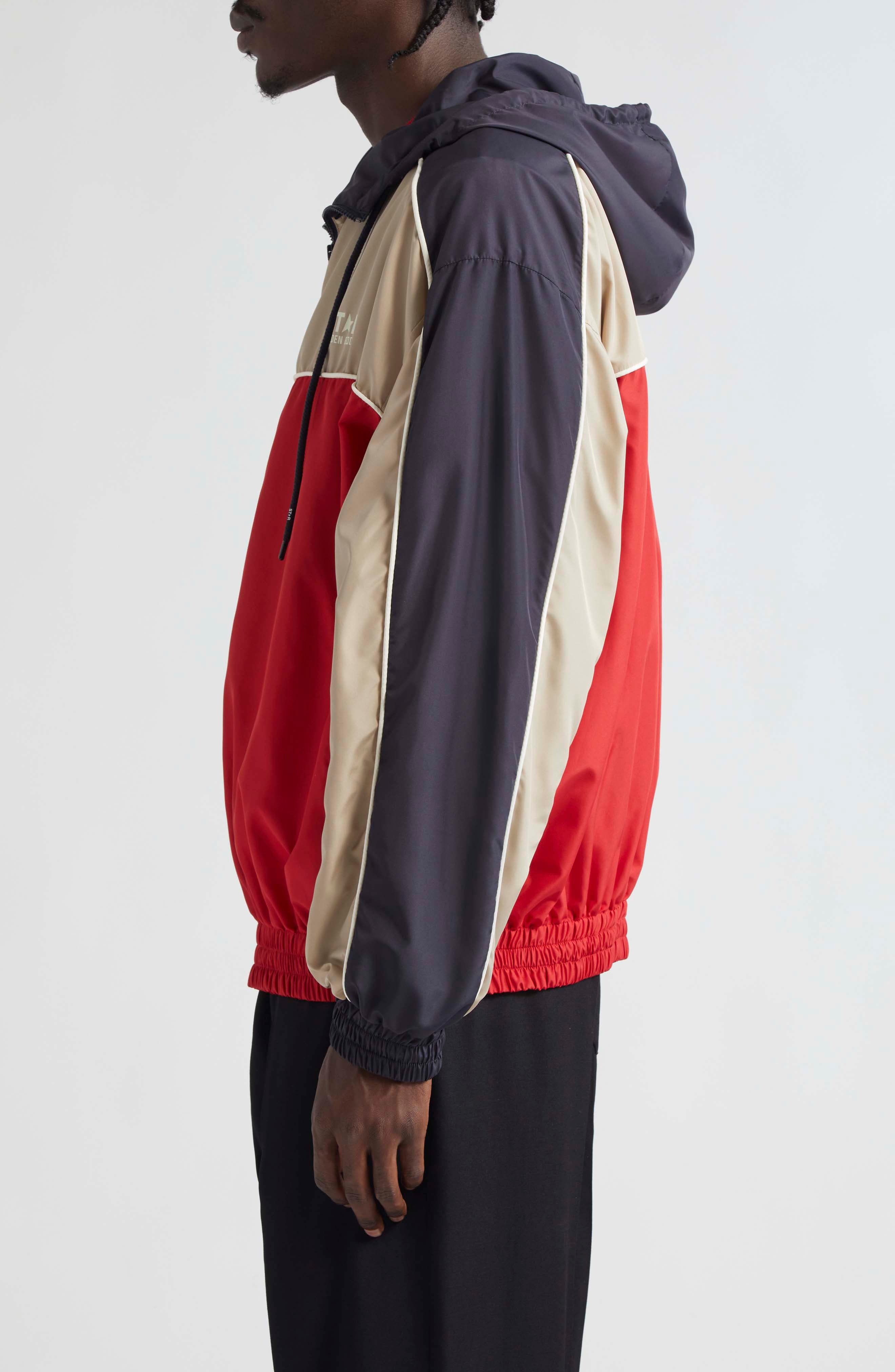 Golden Goose Star Hooded Windbreaker Jacket in Savvy Red/Dark Blue/Khaki at Nordstrom - 4