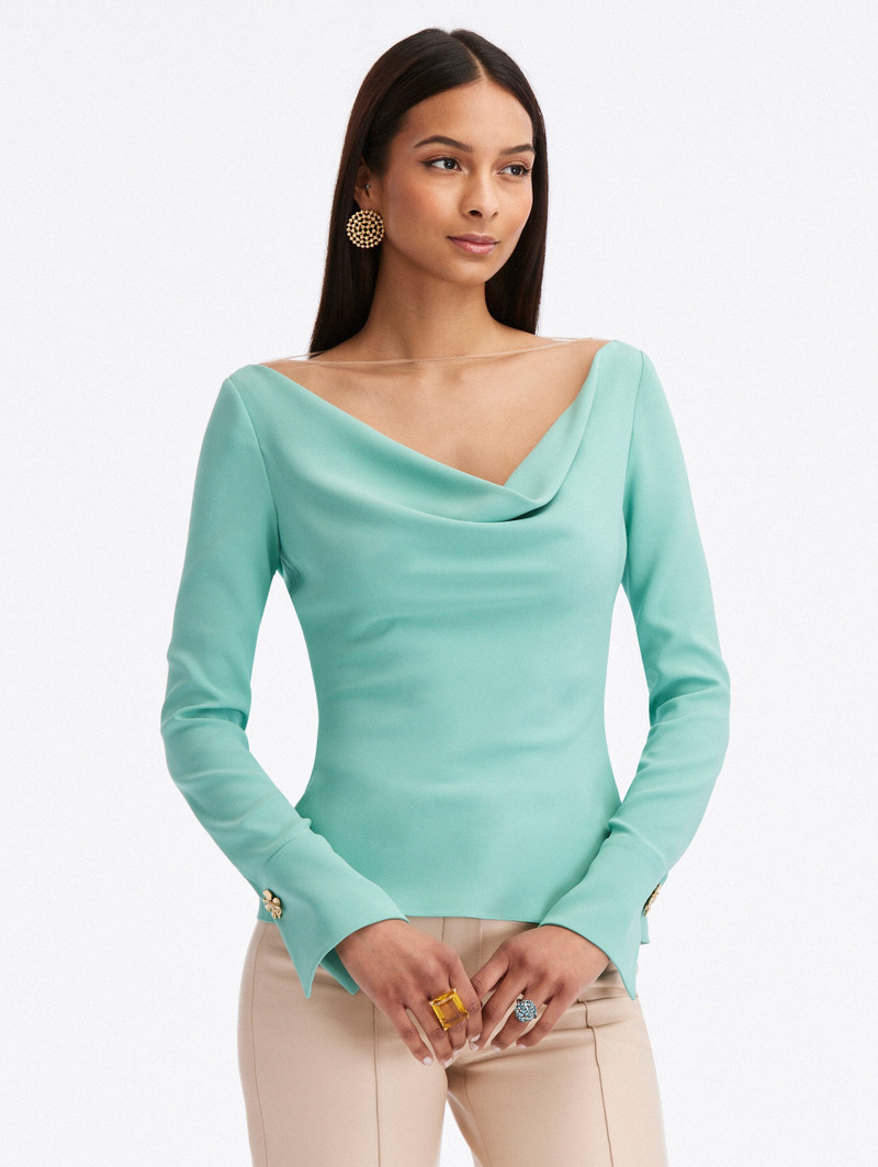 BUTTON DETAIL COWL NECK BLOUSE 1