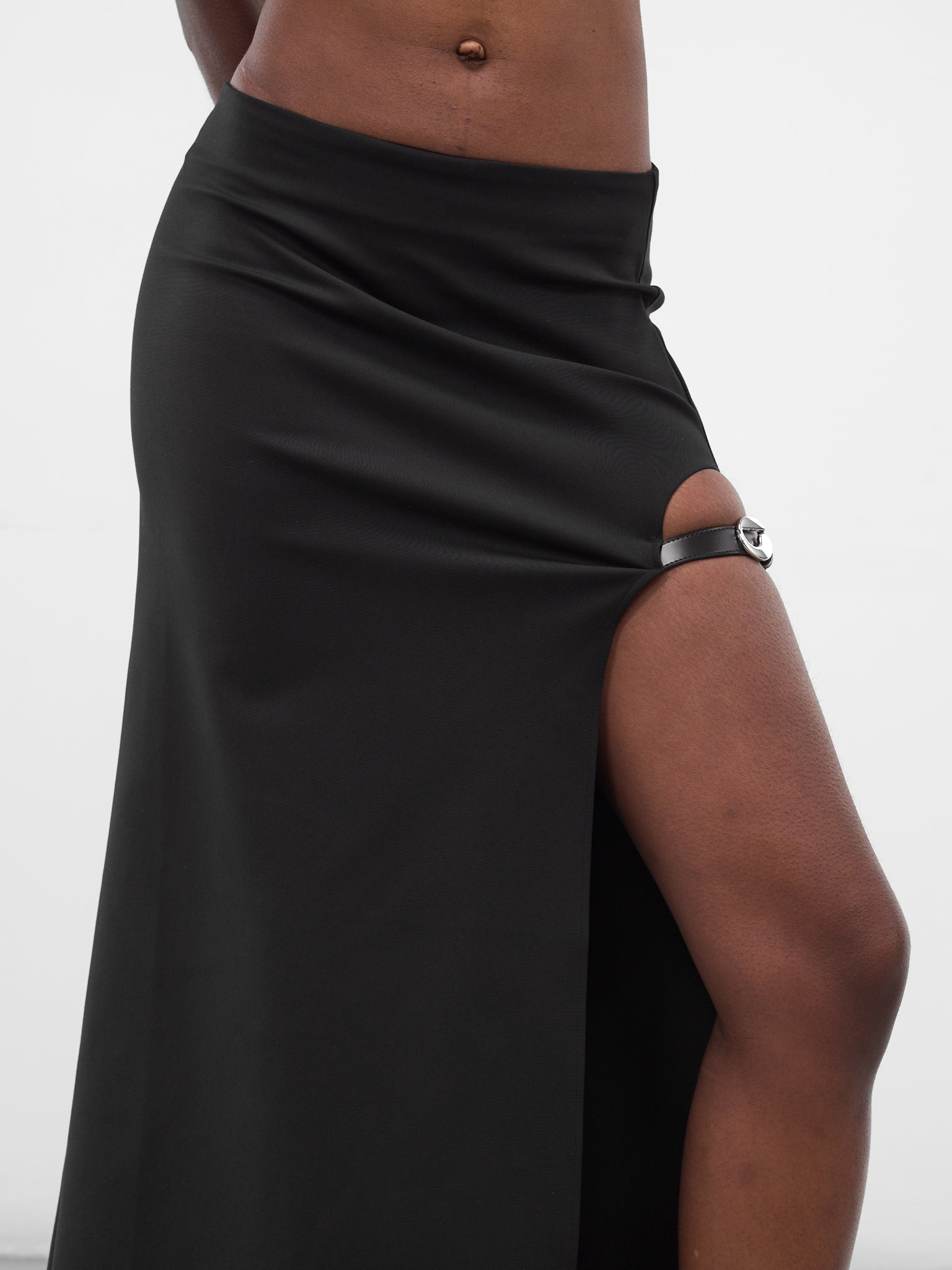 Black Belted Slit Maxi Dress - 4