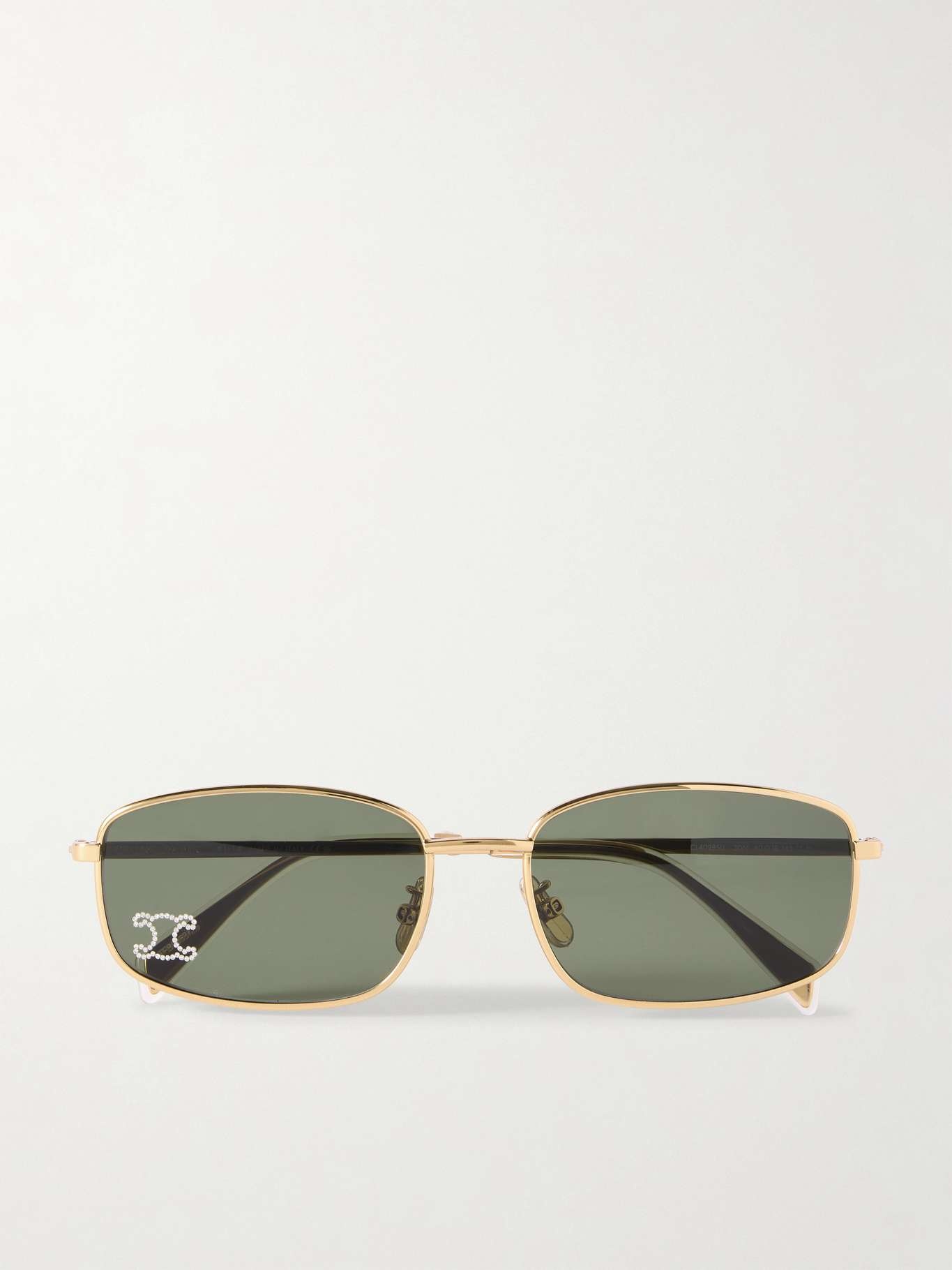 CELINE Triomphe crystal-embellished square-frame gold-tone