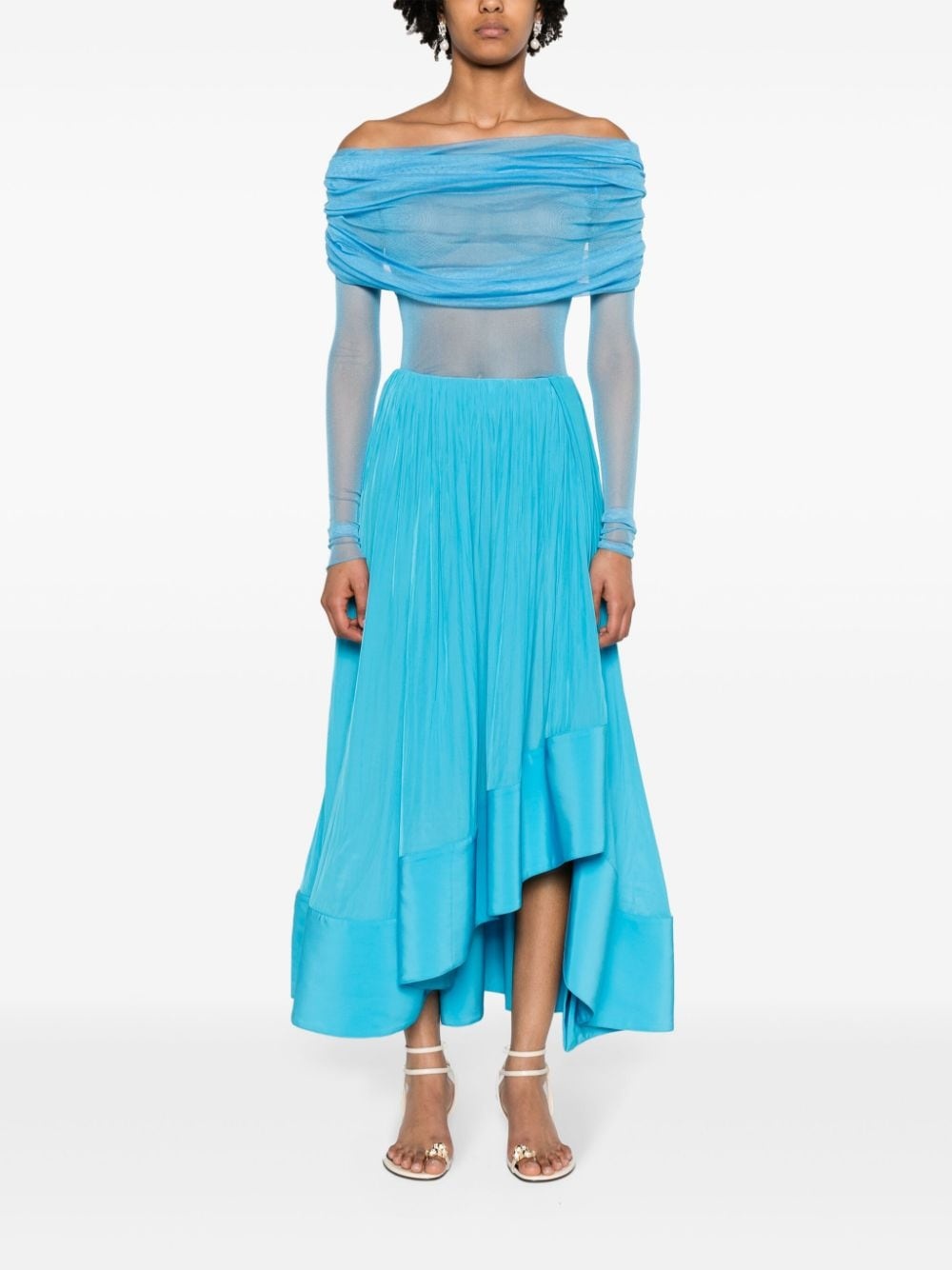 asymmetric charmeuse maxi skirt - 2