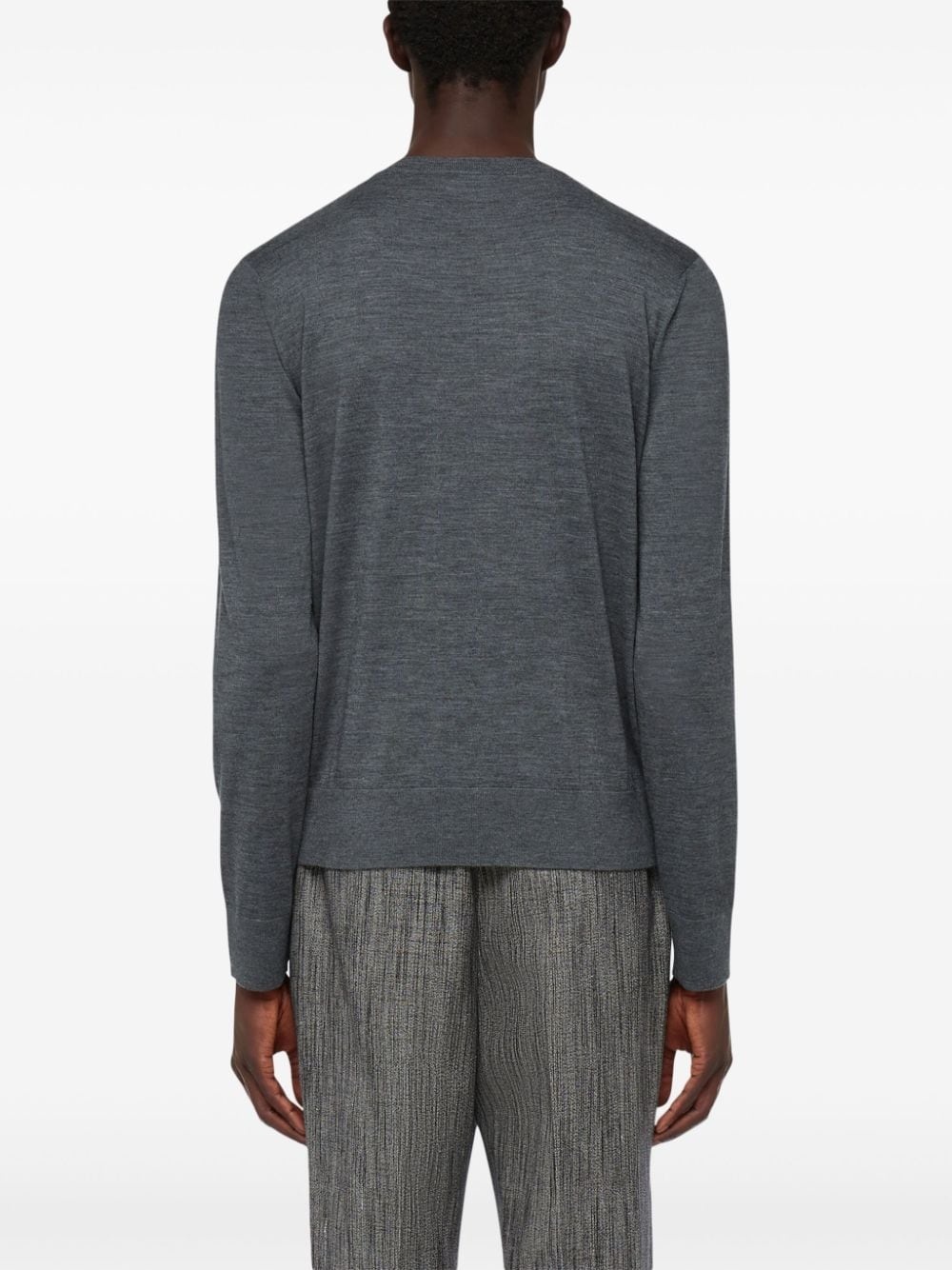 v-neck charcoal wool sweater - 4