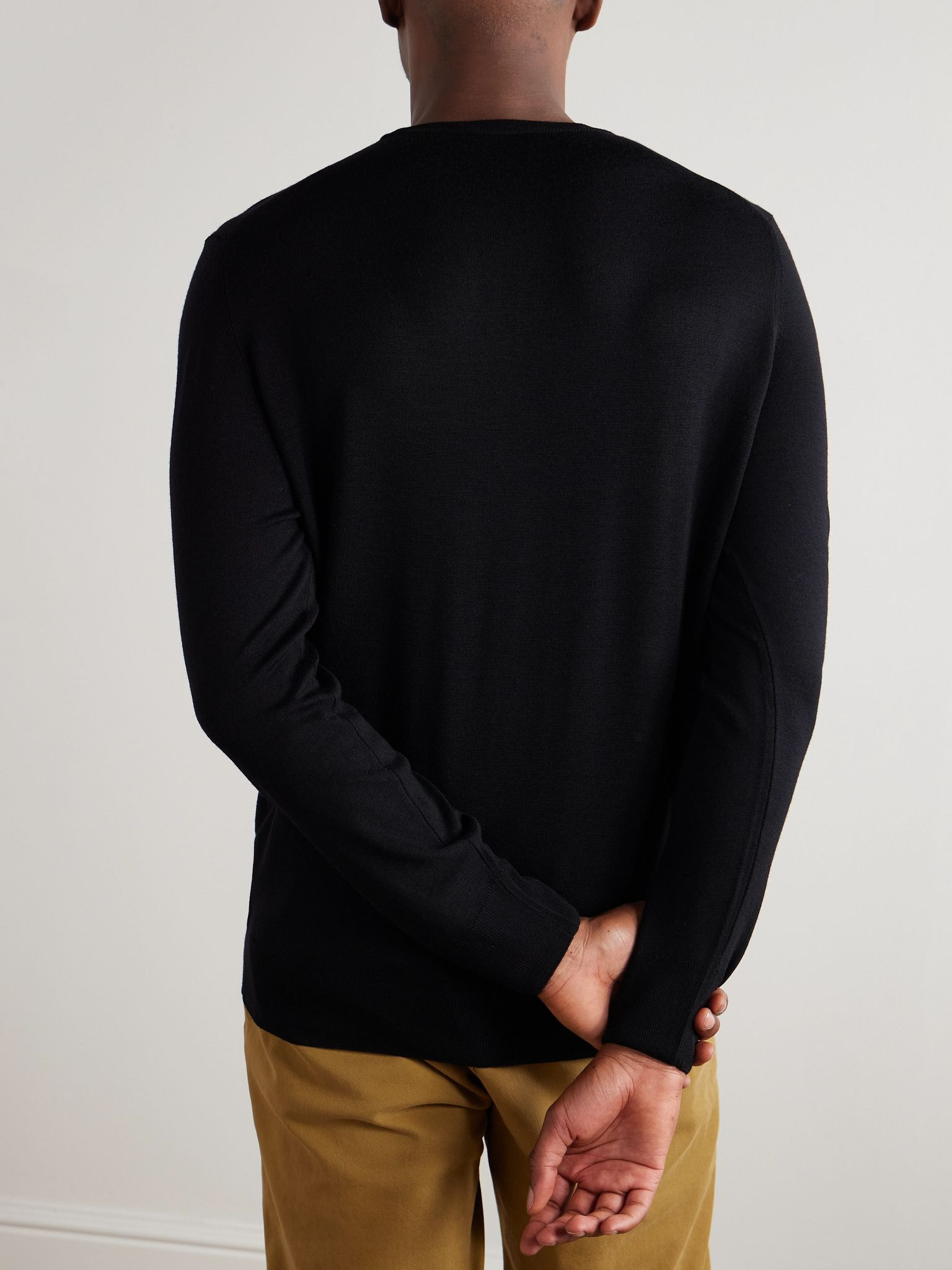 Slim-Fit Wool Sweater Black - 4
