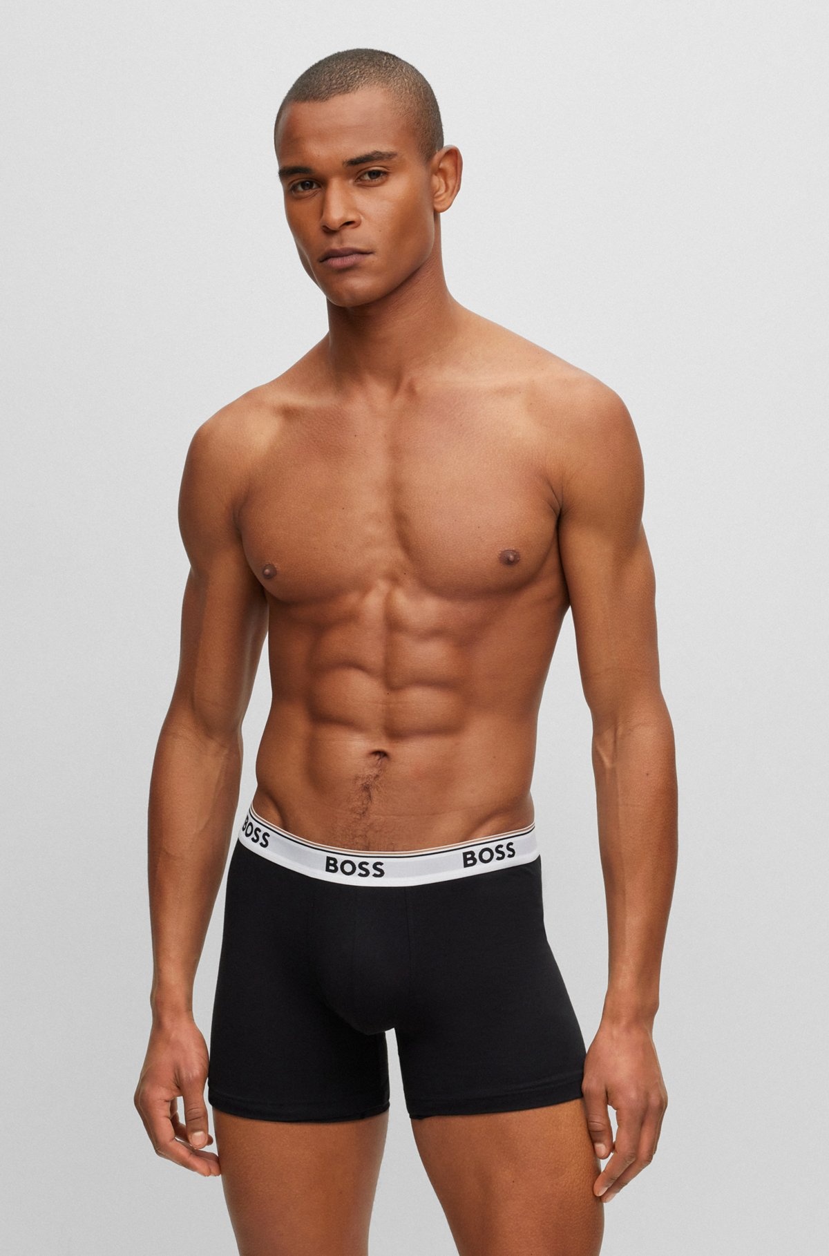 THREE-PACK OF STRETCH-COTTON BOXER BRIEFS WITH LOGOS - 3
