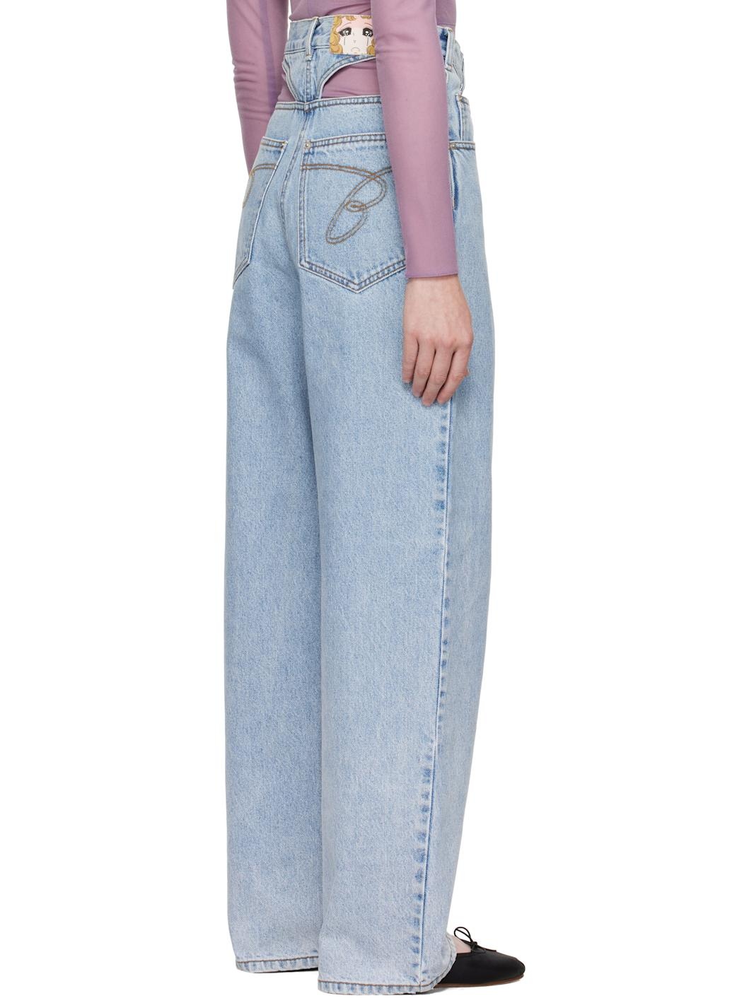Blue Panty Cutout Jeans - 3