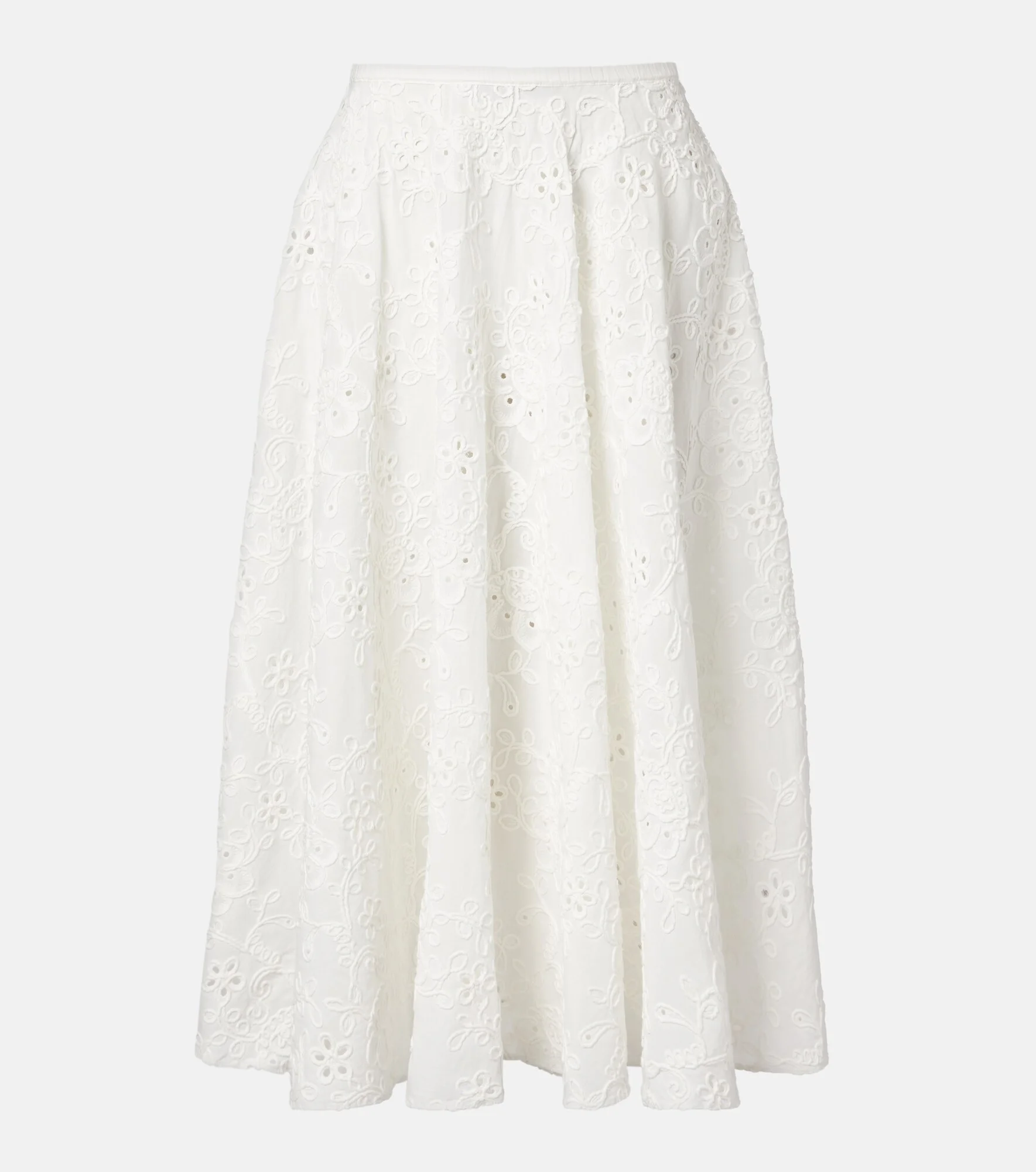 Broderie anglaise cotton midi skirt - 1