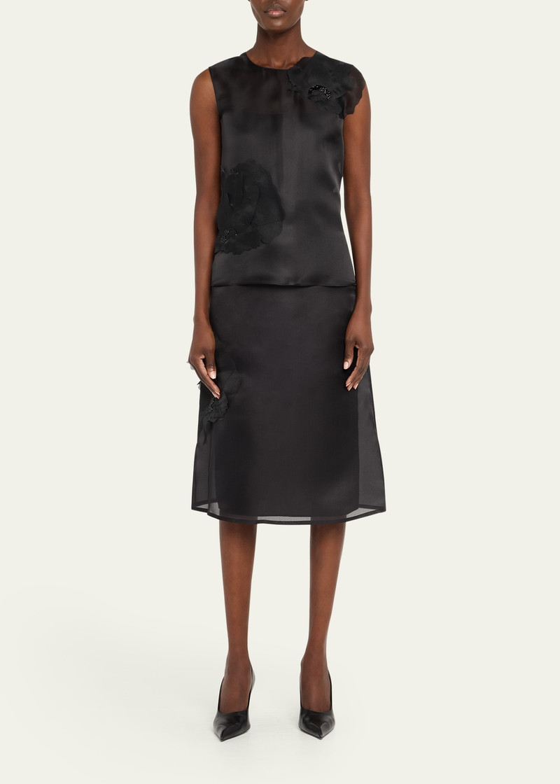 AKRIS Embellished 3D Anemone Silk Organza Blouse outlook