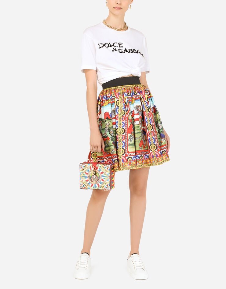 Short Carretto-print twill skirt - 6