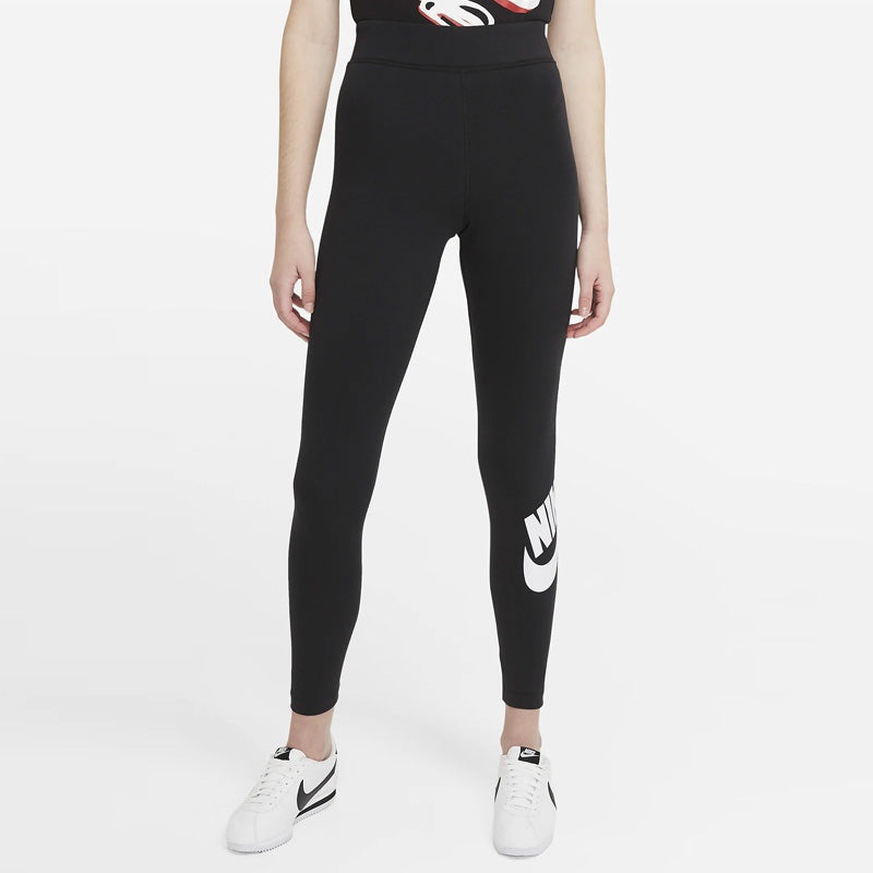 (WMNS) Nike Sportswear Essential High-Waisted Logo Leggings 'Black White' CZ8528-010 - 4