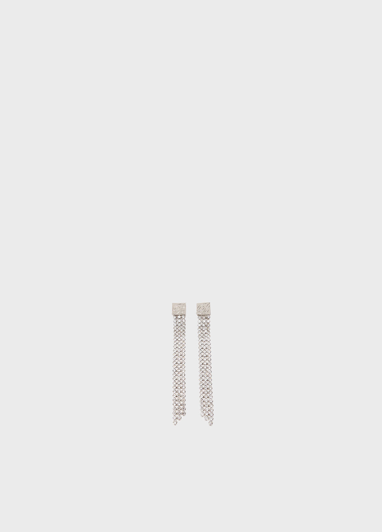 CHAIN DROP EARRINGS WITH RHINESTONES AND B MONOGRAM - 2