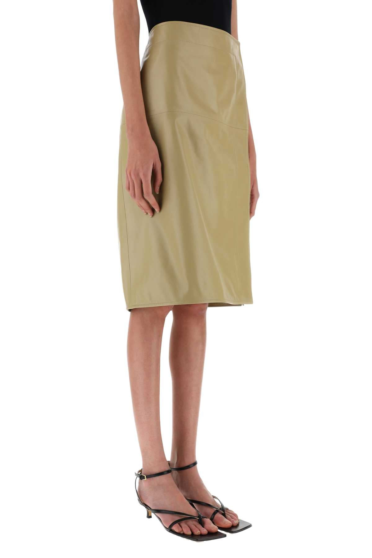 Bottega Veneta Women Beige Leather Skirt - 3