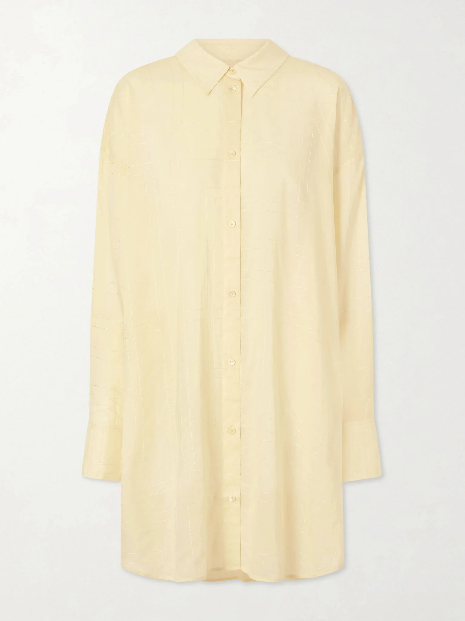 Lyocell and cotton-blend shirt Pastel yellow - 1
