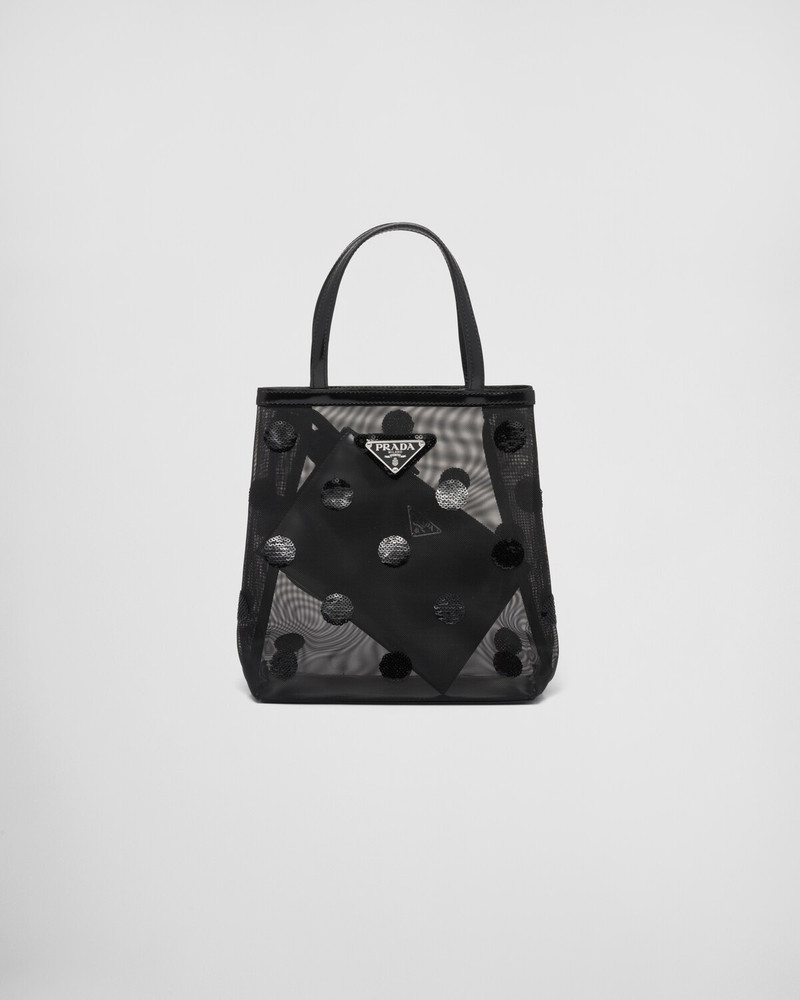 Small polka-dot mesh tote bag 1