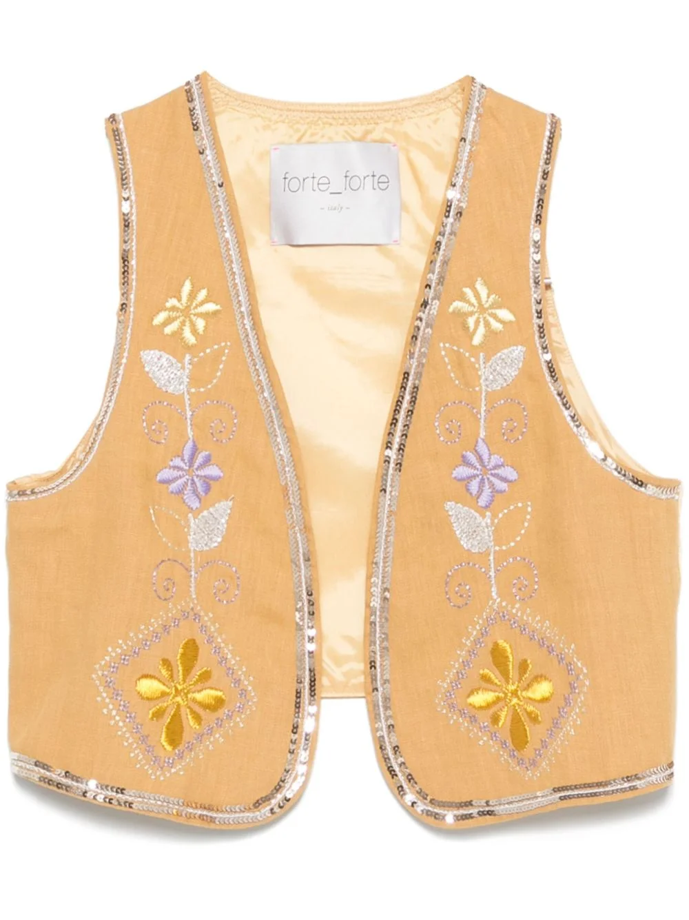 floral-embroidery gilet - 1