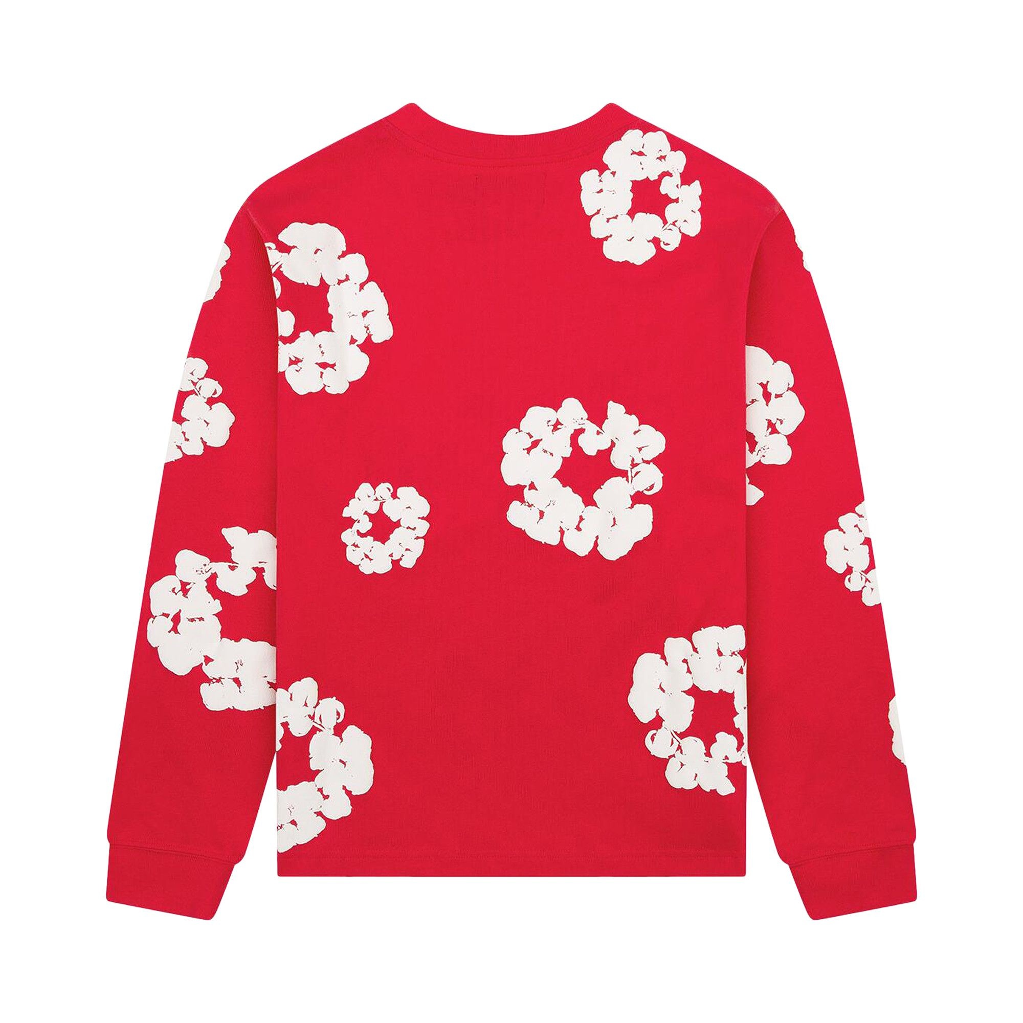 Denim Tears Long-Sleeve Wreath Tee 'Red' - 2