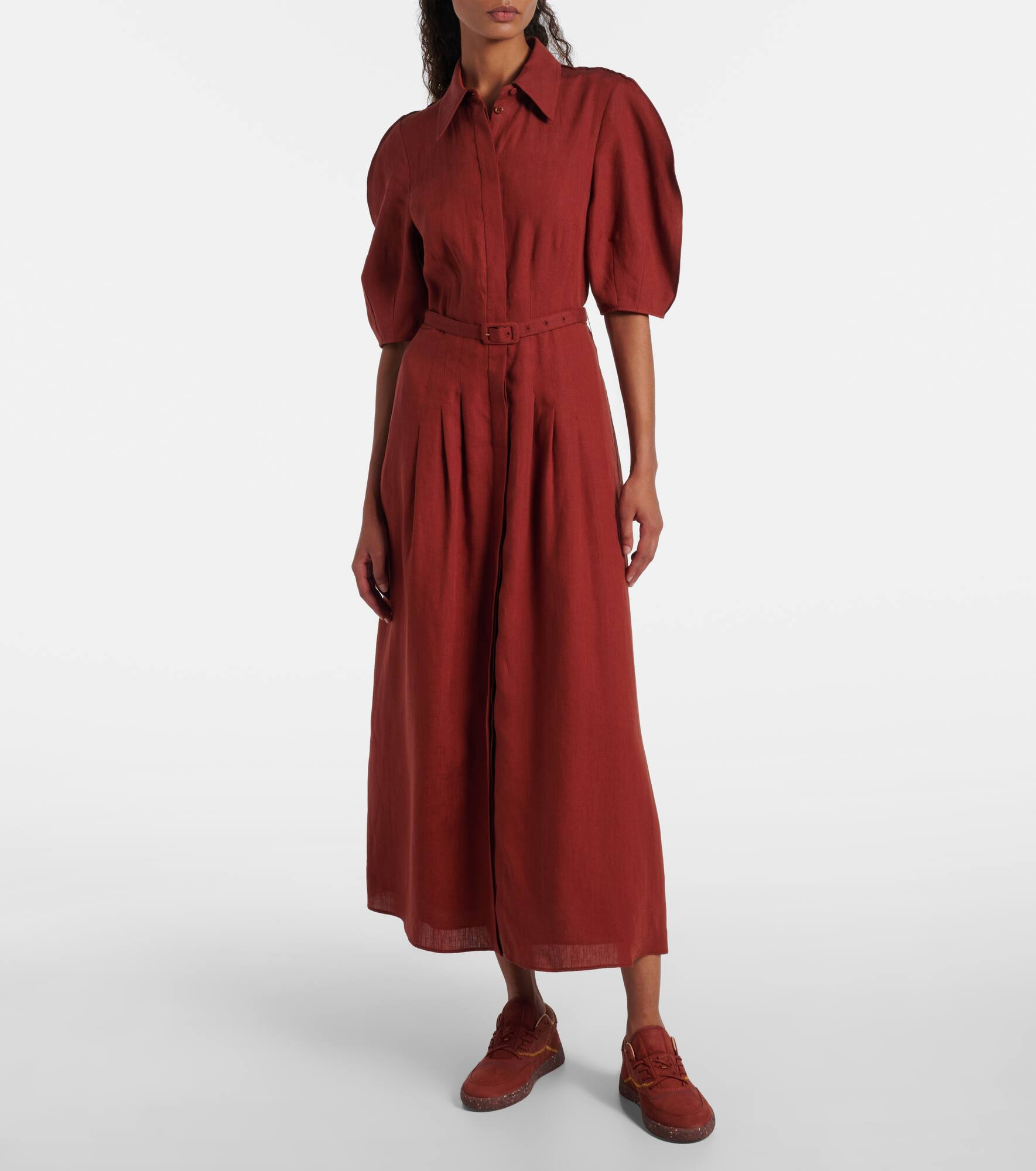 Maude belted linen shirt dress - 2