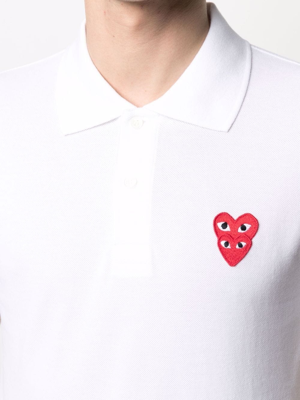 double-heart patch polo shirt - 5