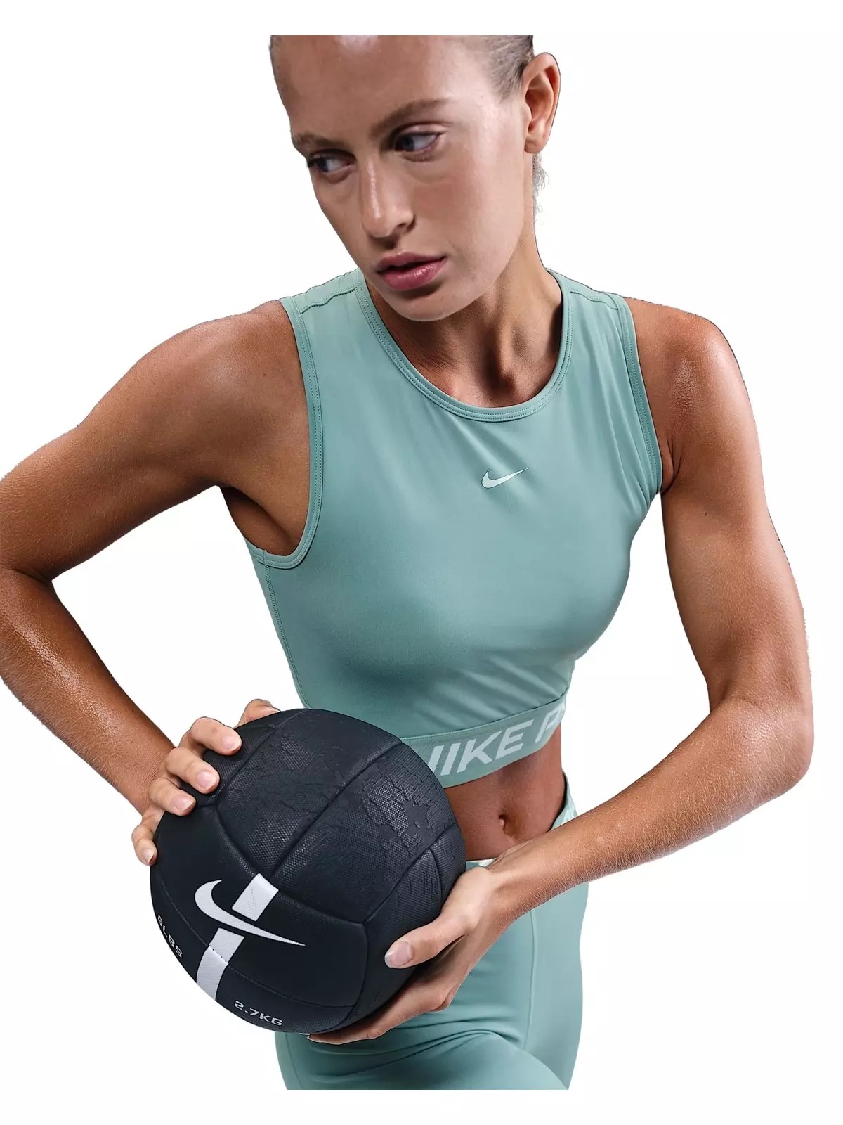 Women's Pro Dri-FIT Cropped Tank Top -Green - 3