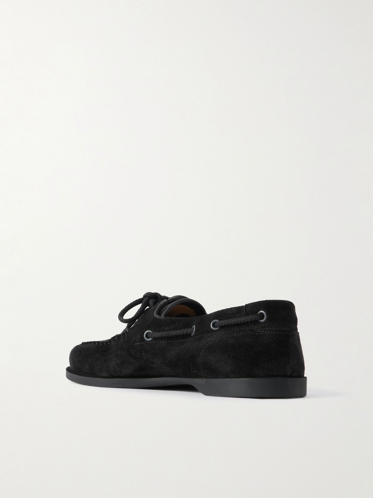 Foil Suede Boat Shoes Black - 4