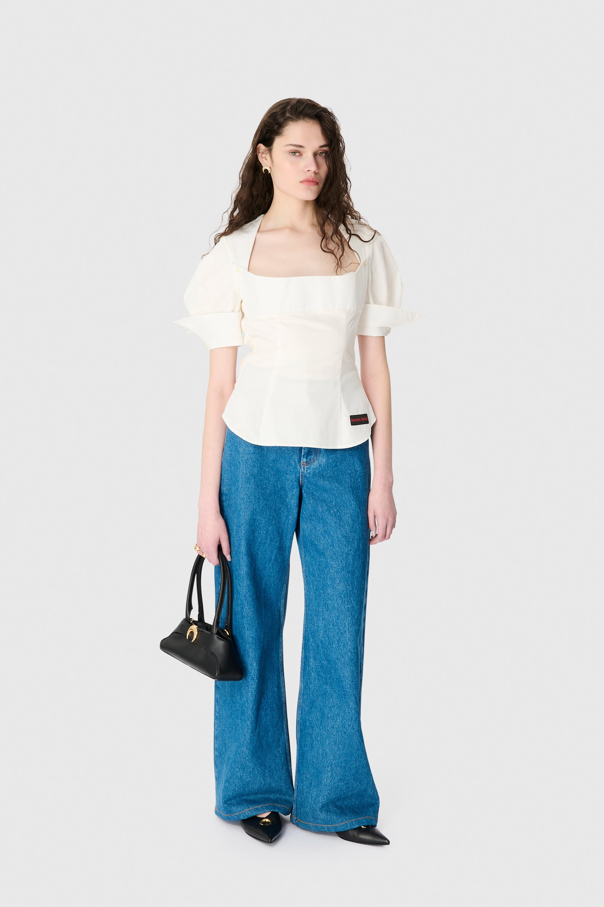 Regenerated Cotton Percale Bustier Top - 2