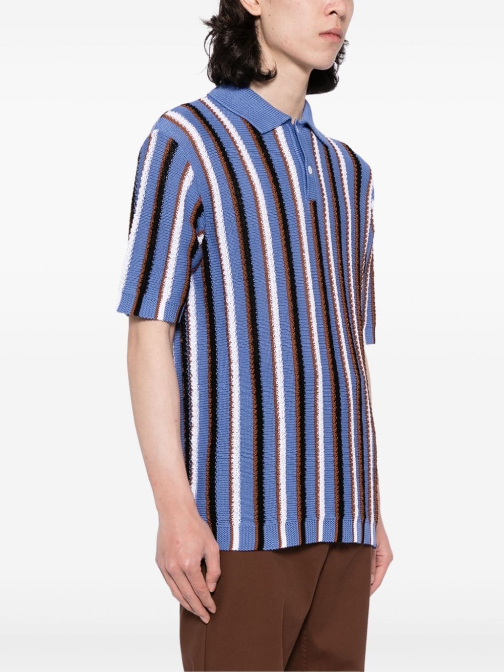 striped crochet polo shirt - 3