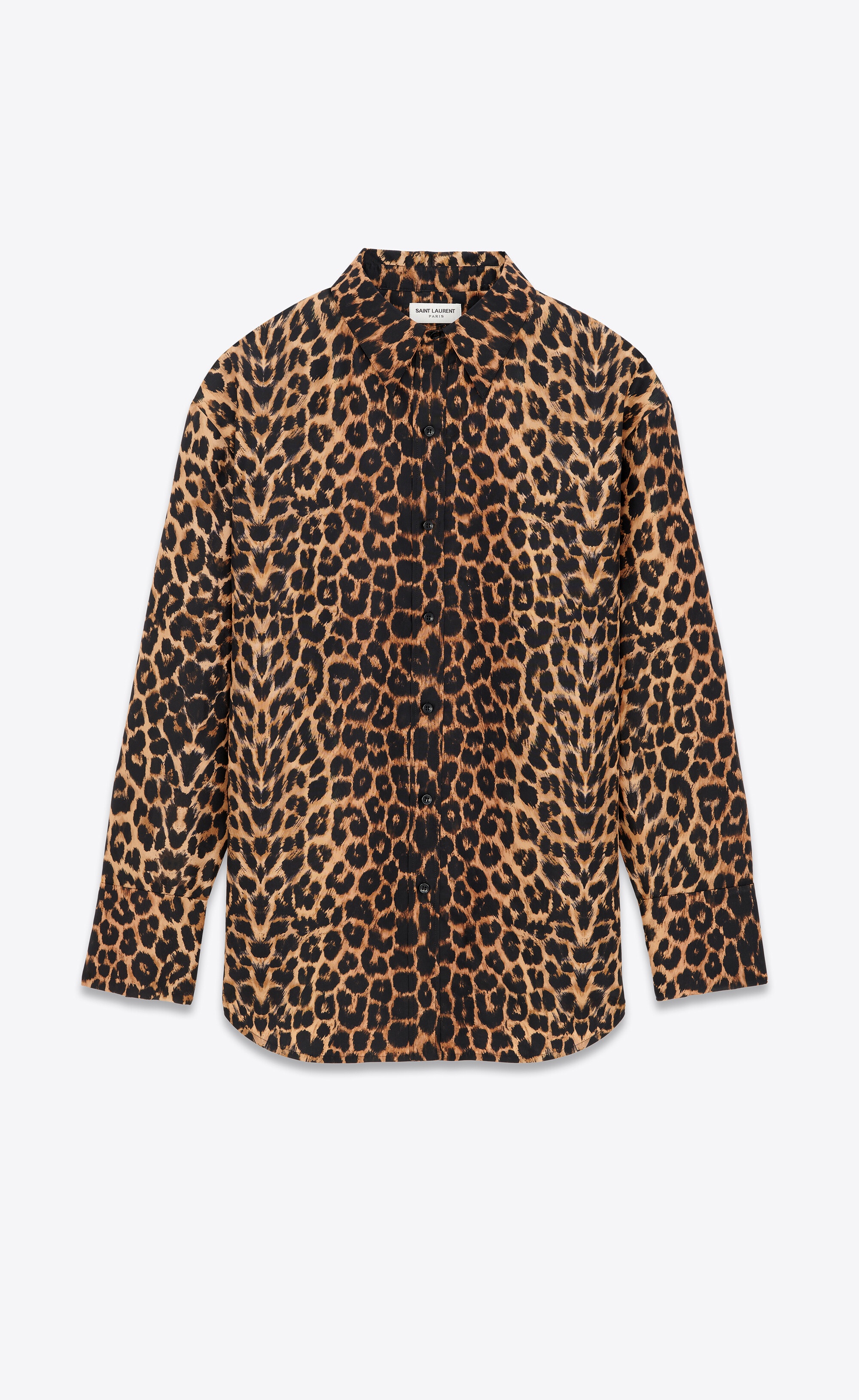 oversized shirt in leopard silk taffeta - 1