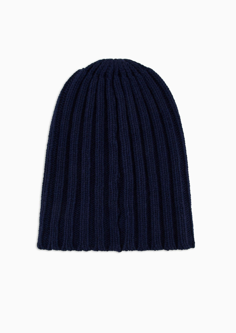 EMPORIO ARMANI ASV Capsule ribbed wool-blend beanie with patch outlook