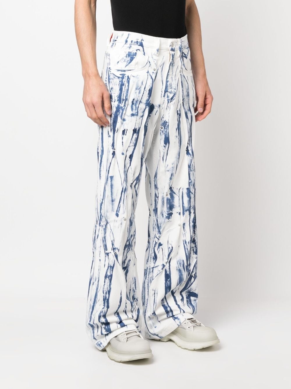 painterly-print wide-leg jeans - 3