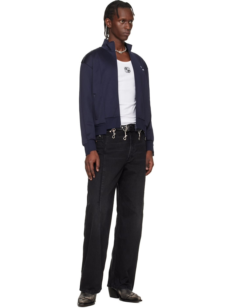 VETEMENTS Navy Cut-Up Athletic Zip-Up Track Jacket outlook