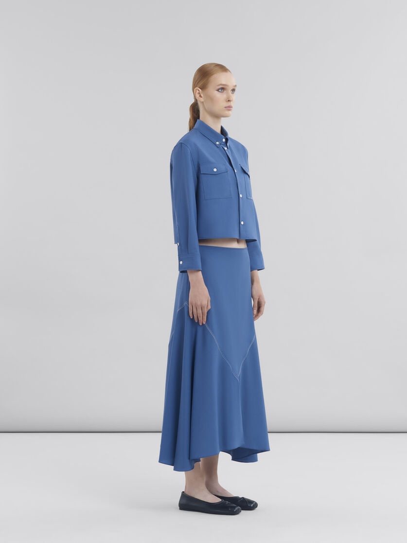 BLUE TROPICAL WOOL CROPPED SHIRT WITH MARNI MENDING - 6