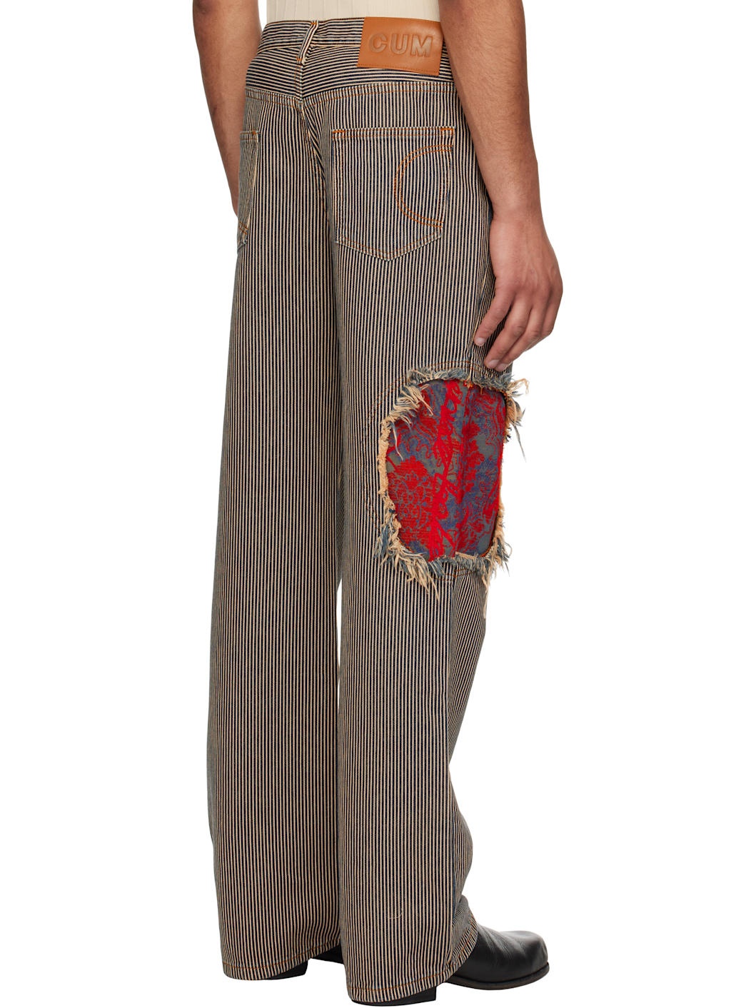 Navy & Beige Jacquard Circle Window Jeans - 3