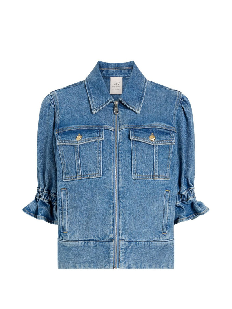 Holly puffed-sleeve denim jacket 1