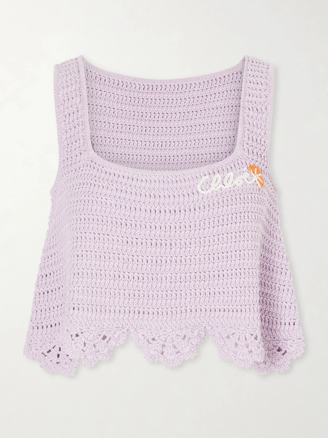 Cropped Appliquéd Crocheted Cotton Top - 1